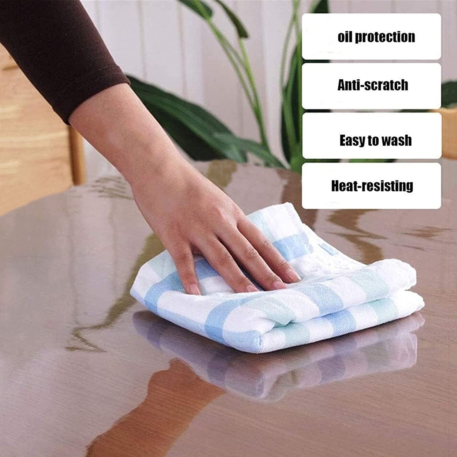 TMGJ Tischdecke Transparent Rund PVC Tischschutz Abwaschbar Wasserdicht Glasklar Folie Tischfolie Schutzfolie,UnterstüTzung Der Anpassung,Kann FüR Restaurantgarten Und Boden(1mm,125cm/50inch)