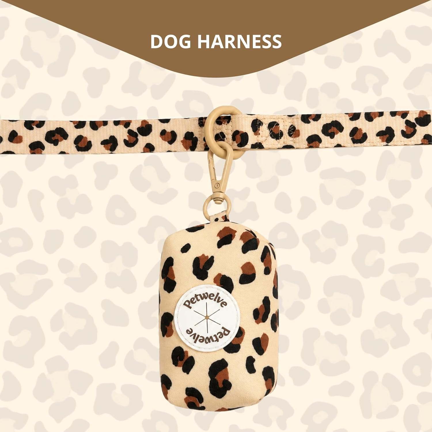 Dog Poop Bag Holder for Leash Rolls Dispenser Leopard Knit Fabric image 4