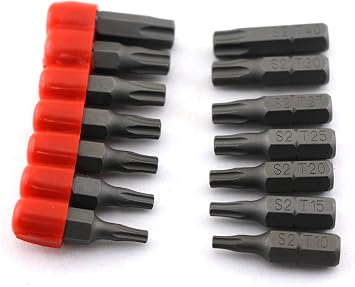 TEMO 14 pc T10-T40 Torx 6 point Impact Ready 1 Inch Long Screwdriver Insert Bit Set