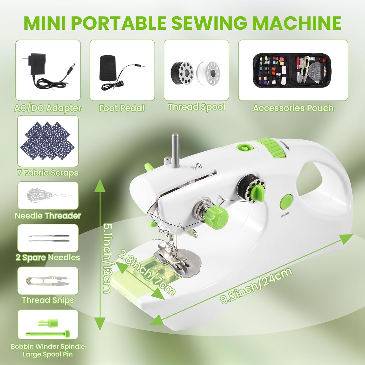 Sewing Machine for Beginners,Mini Handheld Sewing Machine, 2 Modes for 2-Thread Stitching, Small Sewing Machine, Compact Portable Sewing Machine, Sewing Kit Tool, Foot Pedal, Home Travel