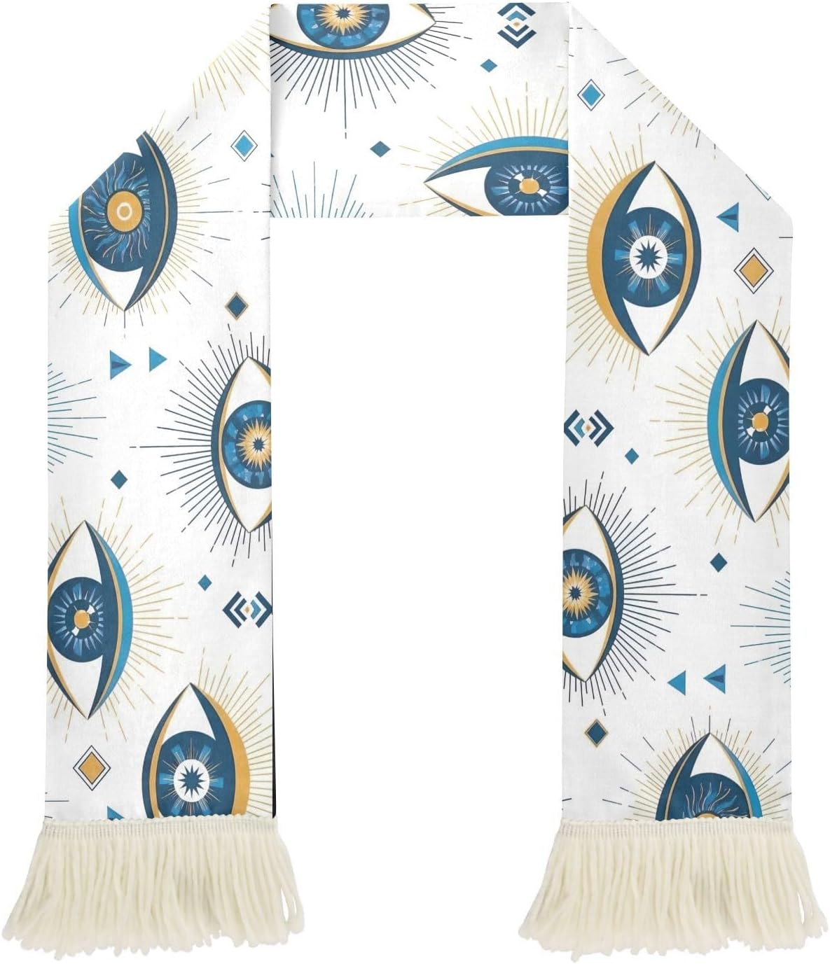 CHIFIGNO Abstract Eyes White Sports Fan Scarf, Quick Dry Soccer Scarf for Sweat Wiping, Soft Polyester Print, Stadium Cheering Accessory