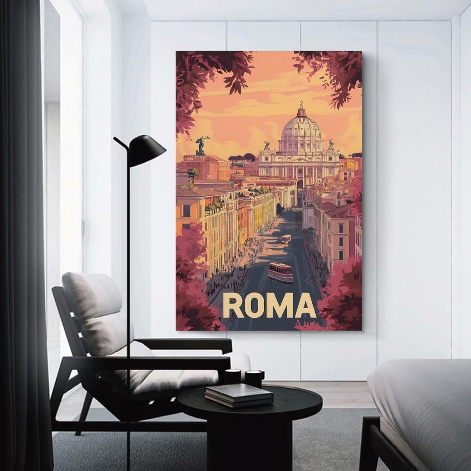 Junmoney Room Decor Wall Art Rome Cityscape, 24x36inch(60x90cm), for Wall Displays, Bedrooms Or Room Updates, An Easy Match for Collected Prints
