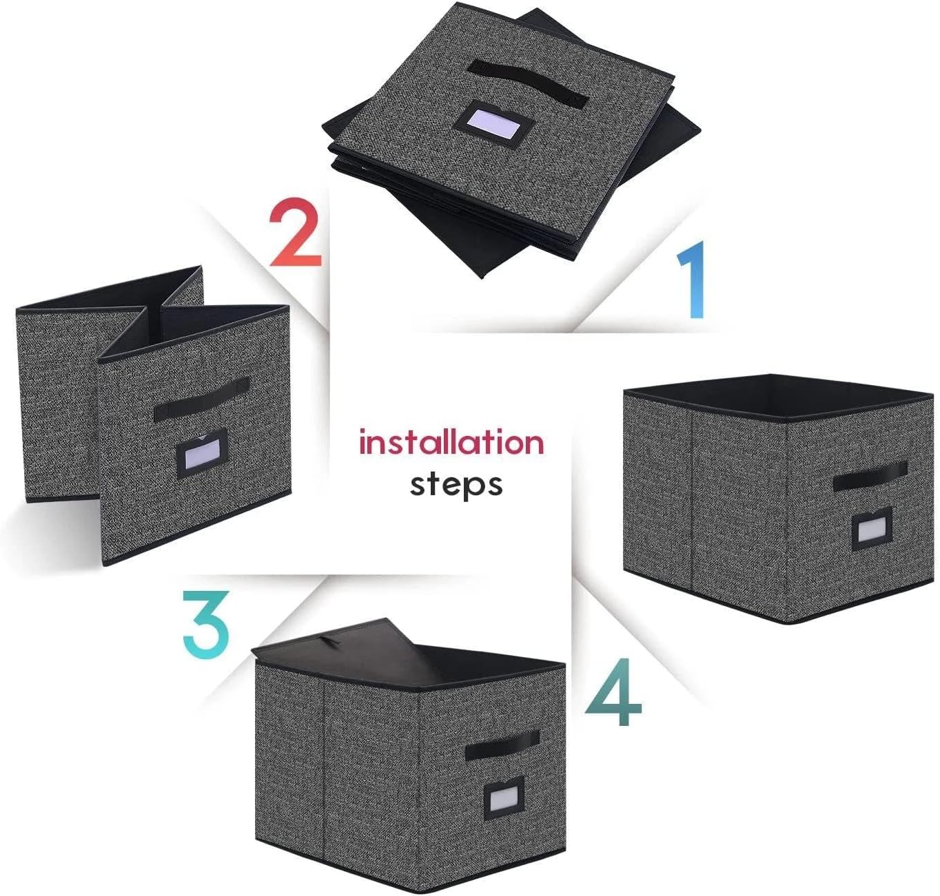 for 4 PCS Extra Large Foldable Cloth Storage Cubes with Label Holders, Fabric Storage, BA, Cloth Storage Cubes, Label Holders, Fabric Storage, Foldable, Extra Large