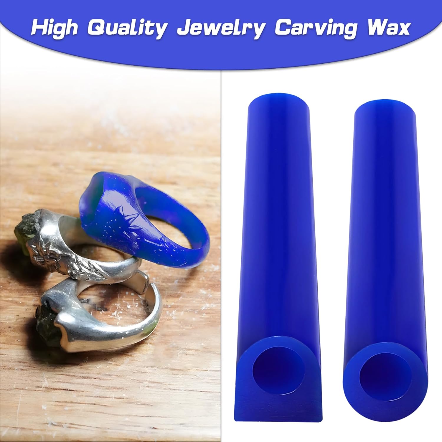 Jewelry Wax Carving Tools Set with Ring Tubes, Hole Expander and Carbon Steel File for Ring Casting and Design Lost-Wax Casting (Blue)