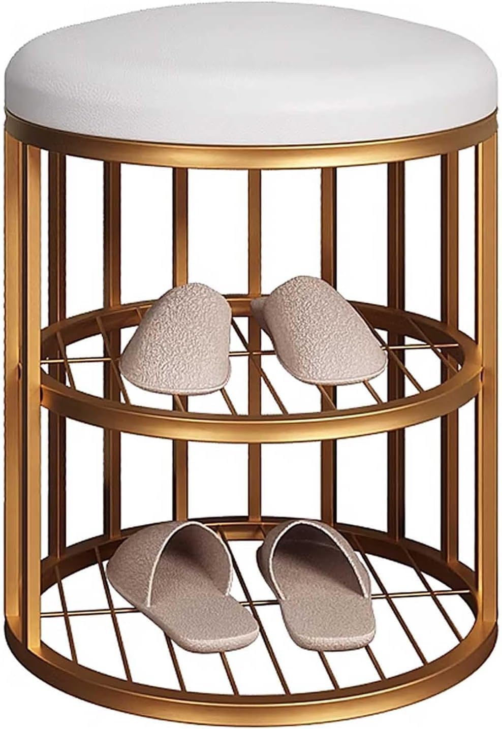 Étagère à chaussures en métal avec tabouret de rangement robuste