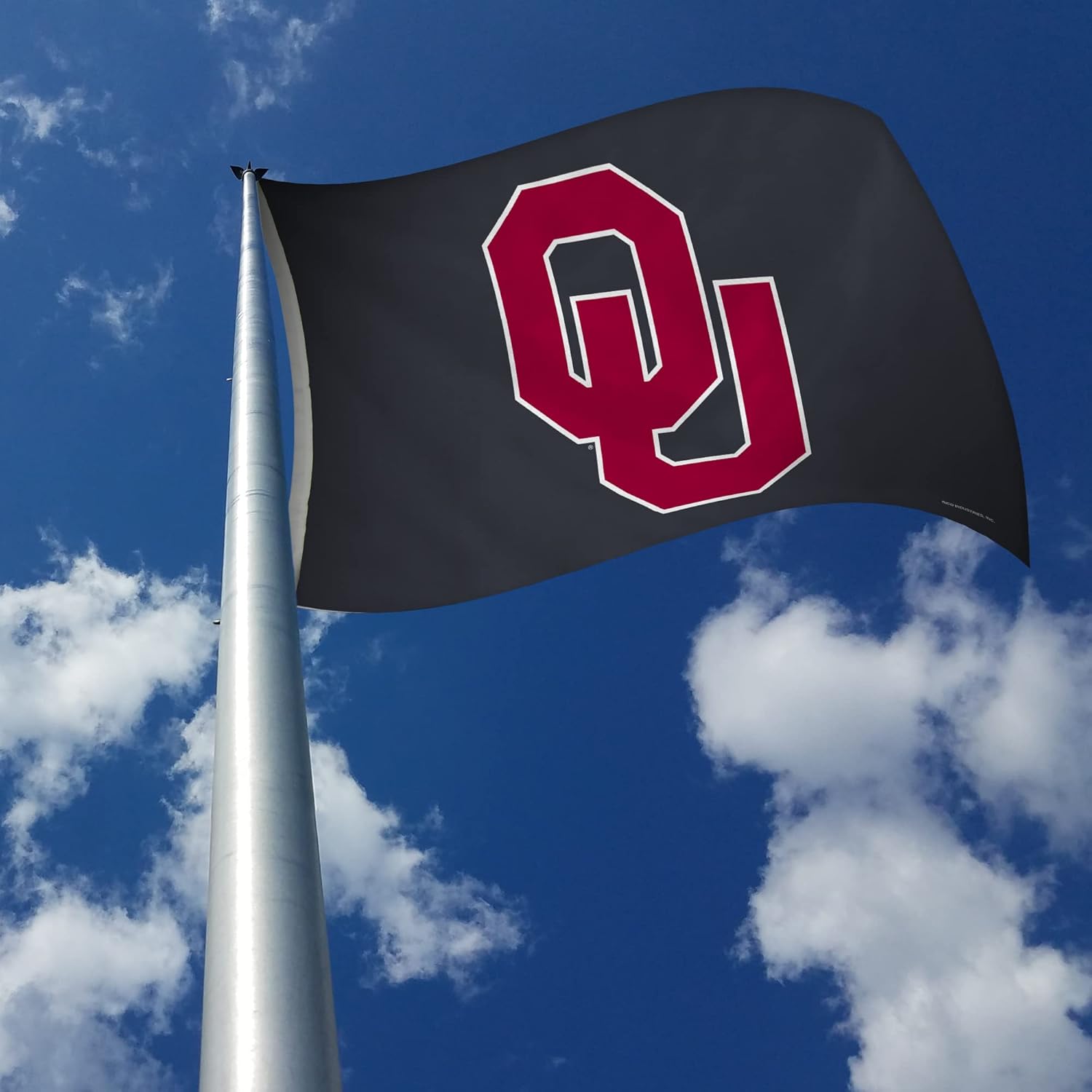 Rico Industries NCAA Oklahoma Sooners Interlock Logo Grey 3' x 5' Banner Flag Single Sided - Indoor or Outdoor - Home Décor