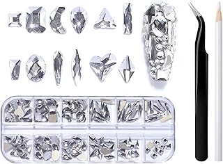 SAGEBIO Nail Rhinestones and Nail Gems with Glue, Tweezers, Rhinestones Picking Wax Pencil, Nail Art Accessories Tool Kit for DIY Nail Decoration 3