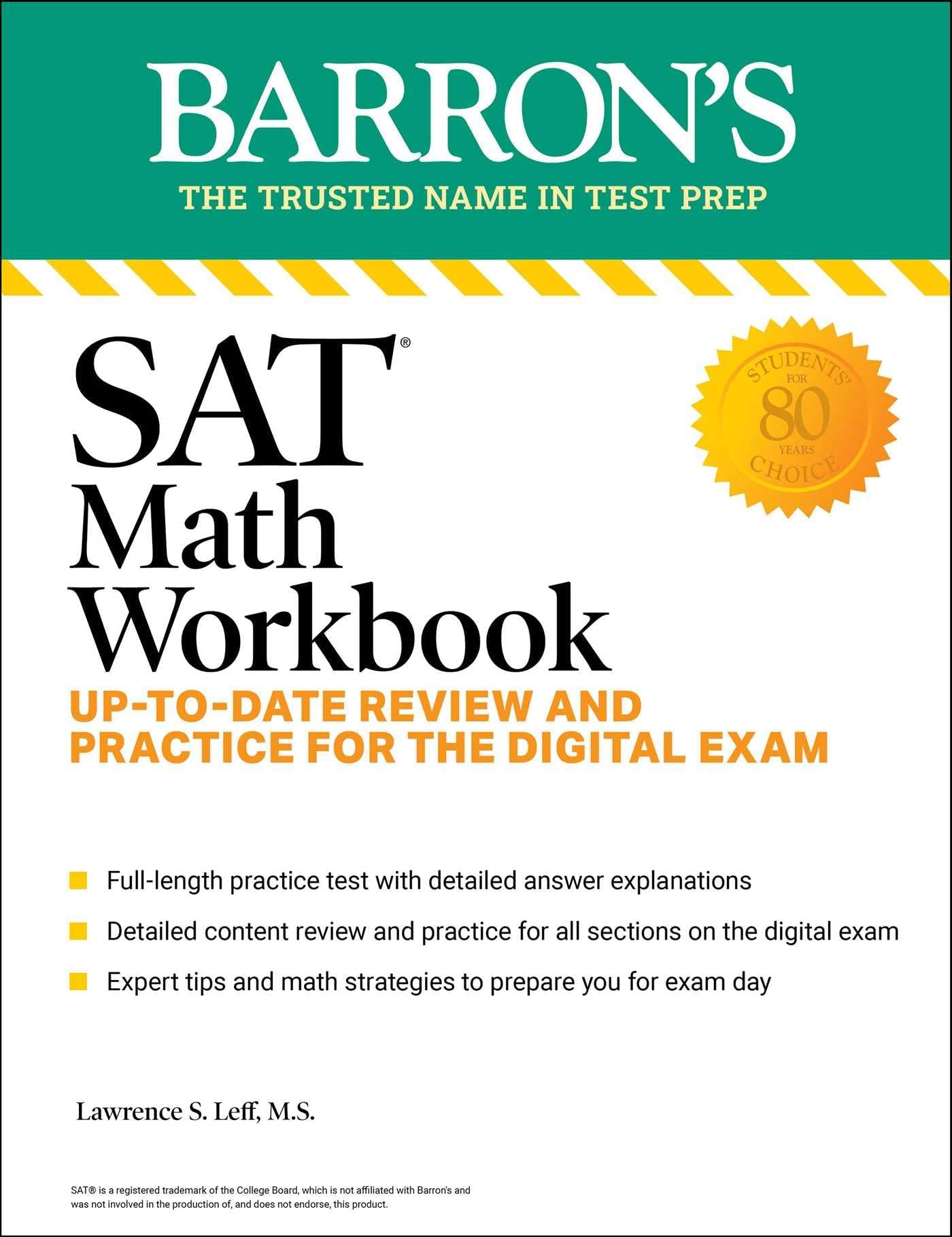 SAT Math Workbook: Up-to-Date Practice for the Digital Exam (Barron's SAT Prep)