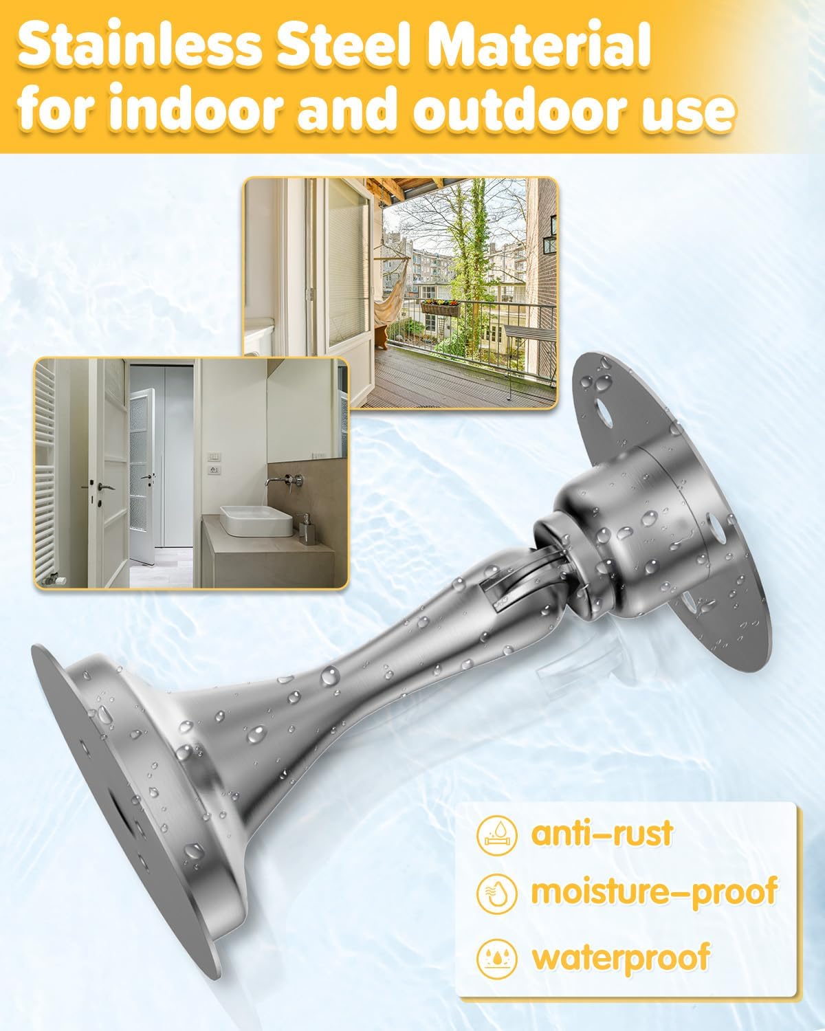 Door Stoppers Magnetic Door Catch - 2 Pack Stainless Steel Heavy Duty Door Holder Stops for Bottom Top of Door - Wall Floor Mounting No Drill Strong Adhesive & Screws Strong Magnet Keep Door Open