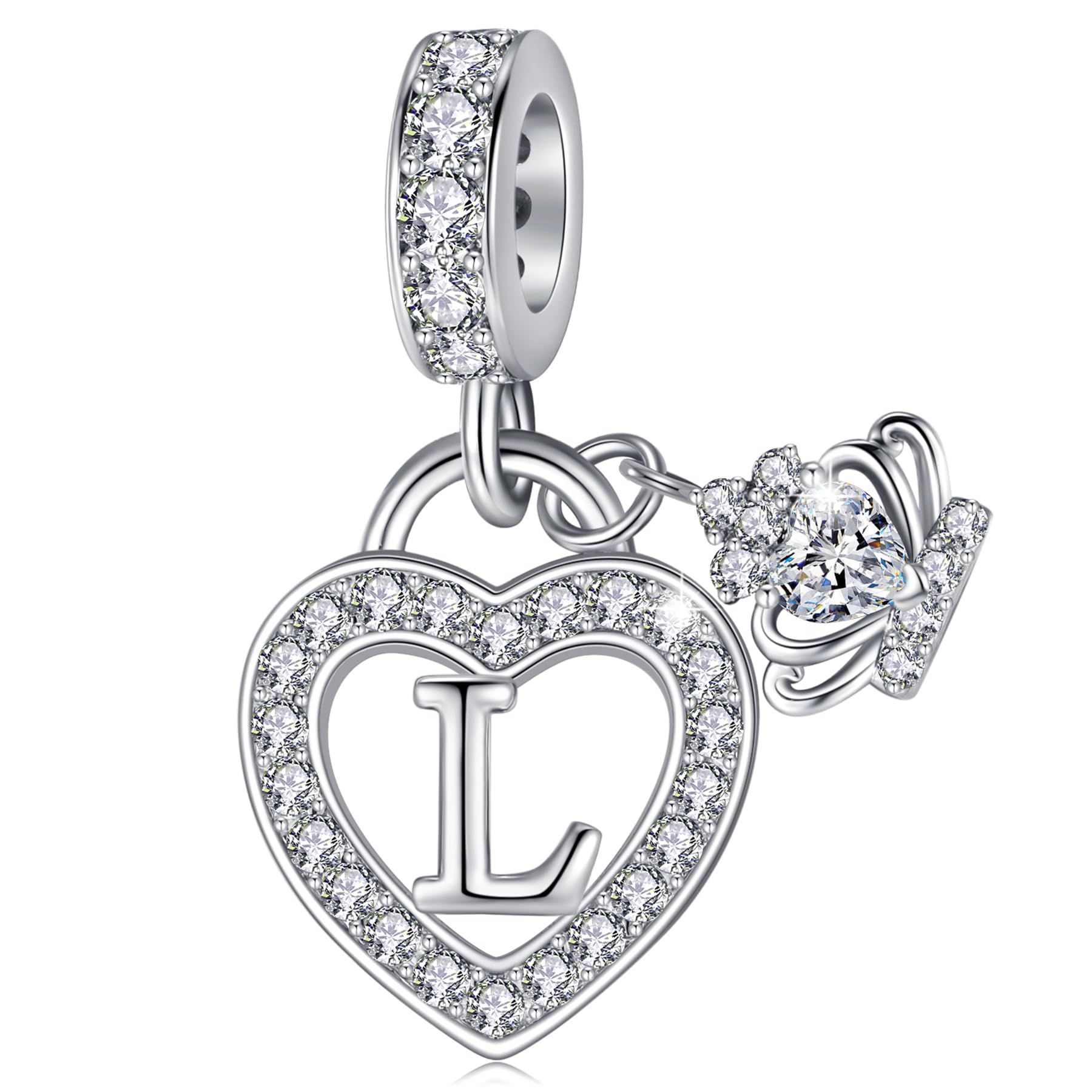 MAVTZRE Letter Charms for Charms Bracelet: Silver Heart Alphabet Initial Dangle Charms Bead for Bracelets and Necklaces, Birthday Mother's Day