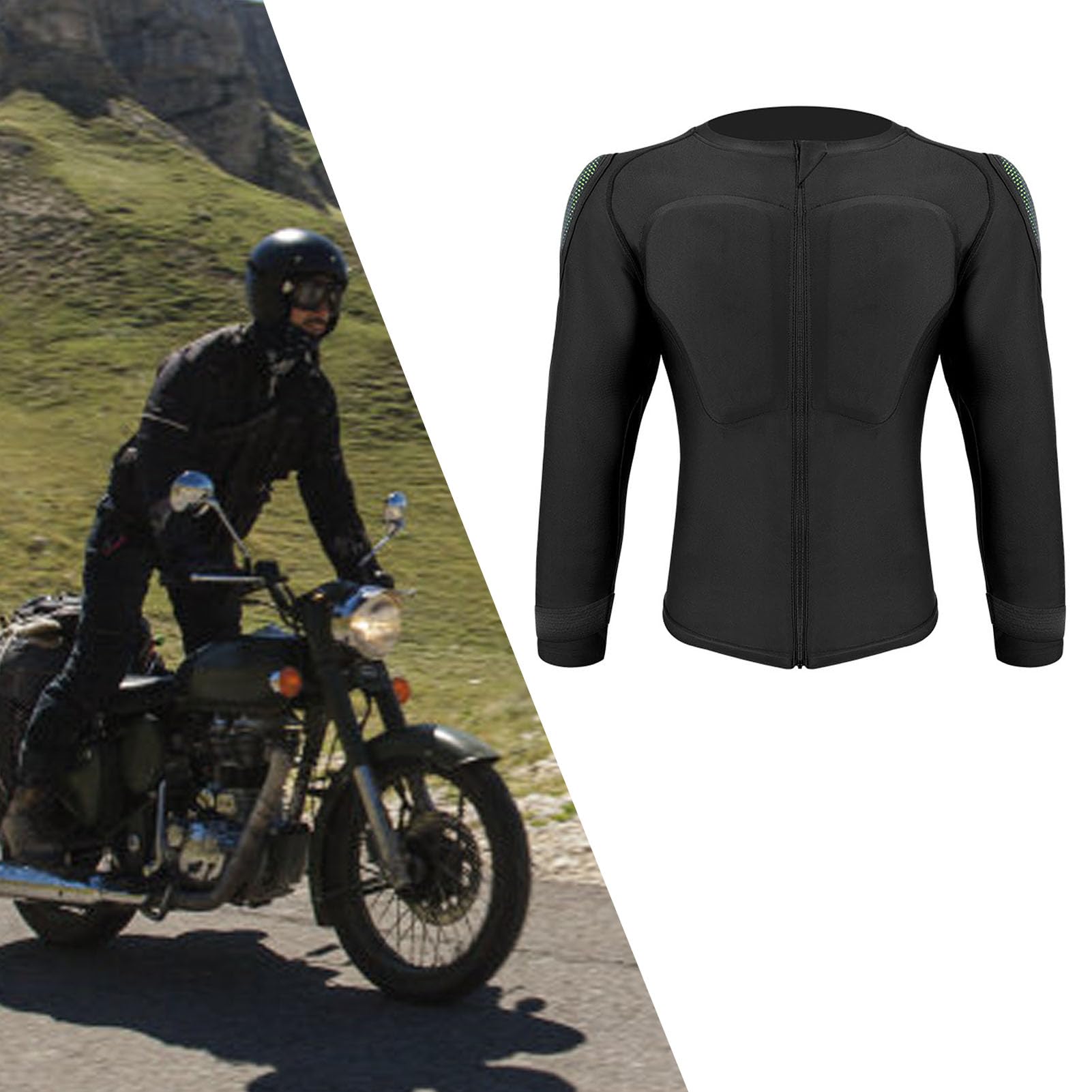 Camisa de Moto con Protecciones, de PU, Transpirable y con absorción de Impactos, con Acolchado para Espalda, Hombros, Pecho y Codos. Ideal para Snowboard, esquí y Ciclismo.