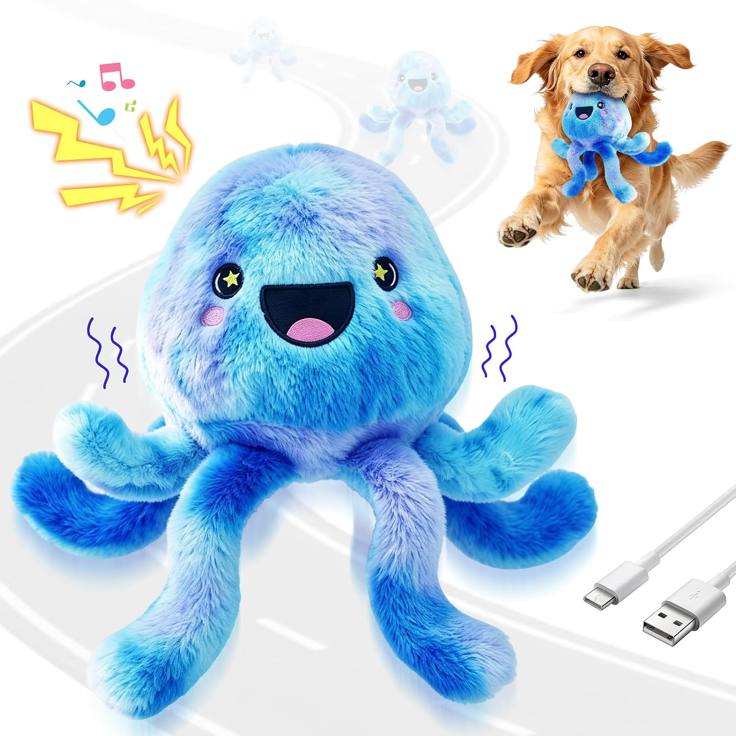 Fuufome Interactive Automatic Jumping Dog Toy for Small, Medium & Breeds to Keep Them Busy | Tug of War, Squeaky Moving, Motion-Activated Design, Not for Aggressive Chewers