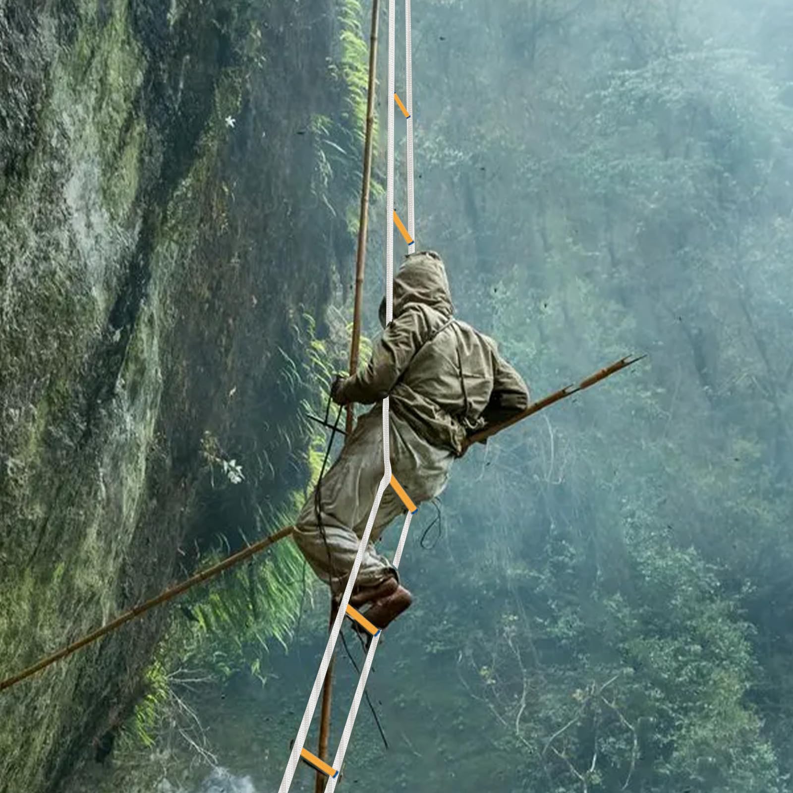 Escalera de incendios con 2 mosquetones, escalera de cuerda, resistente al fuego, 7,5 m, 10 m, 12 m hasta 200 kg, para lucha contra incendios, ayuda de emergencia, salvavidas (10 m)