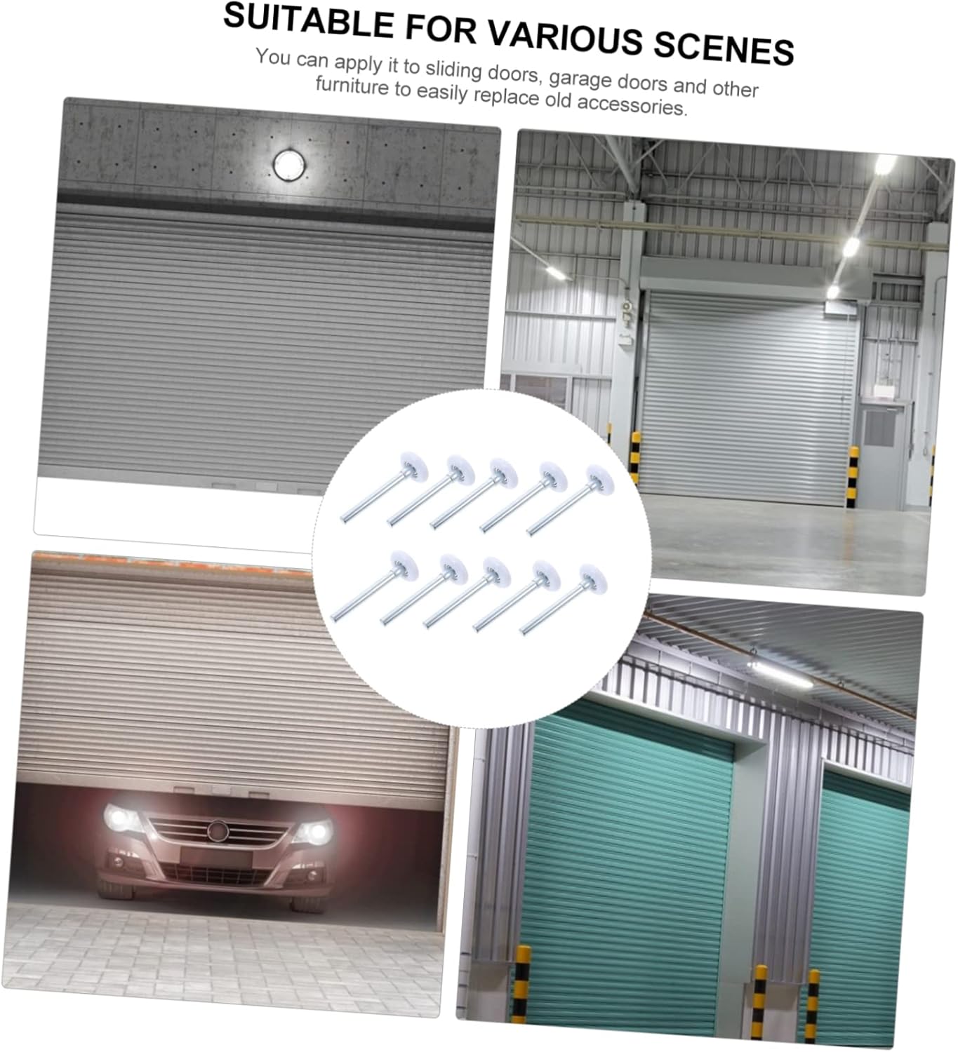 10pcs Nylon Garage Door Rollers and Easy to Install Guide Wheels for Sliding Doors Replacement Parts for Smooth