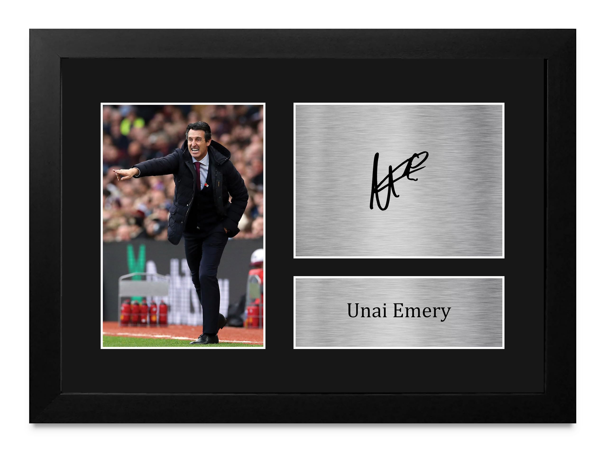 HWC Trading FR A4 Unai Emery Aston Villa Gifts Printed Signed Autograph Picture for Football Fans and Supporters - A4 Framed