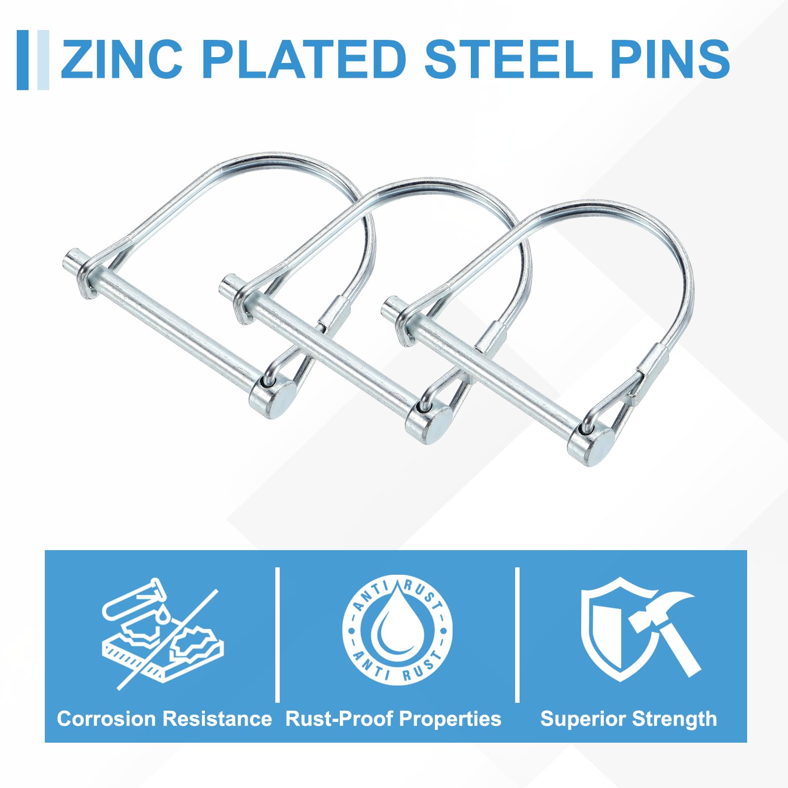 PATIKIL 6 Pc Perni Di Aggancio Per Rimorchio 3/16" x 2" (5mm x 50mm) Filo Di Sicurezza Clip Di Blocco A Molla Argento