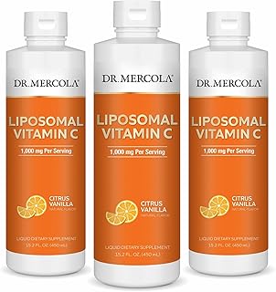 Dr. Mercola Liquid Liposomal Vitamin C - Antioxidant & Immune Support Supplement - Includes Vitamin E - GMO-Free, Gluten-Free & Soy-Free - Citrus Vanilla Flavor - 450 mL (30 Servings) - 3 Pack