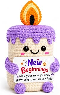 New Beginnings Job for Women - Farewell Retirement Gifts Coworkers | Handmade Crochet Candle, Congratulations Good Luck Next Chapter Promotion Gifts for Men Friends, Goodbye Present