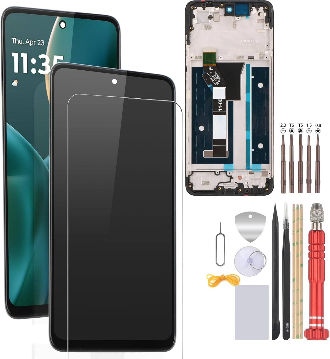 Incell Screen Replacement for Motorola Moto G 5G 2025 for Moto G 5G 2025 XT2513-1 XT2513-2 XT2513V LCD Display Touch Screen Assembly with Repair Tools (with Frame)