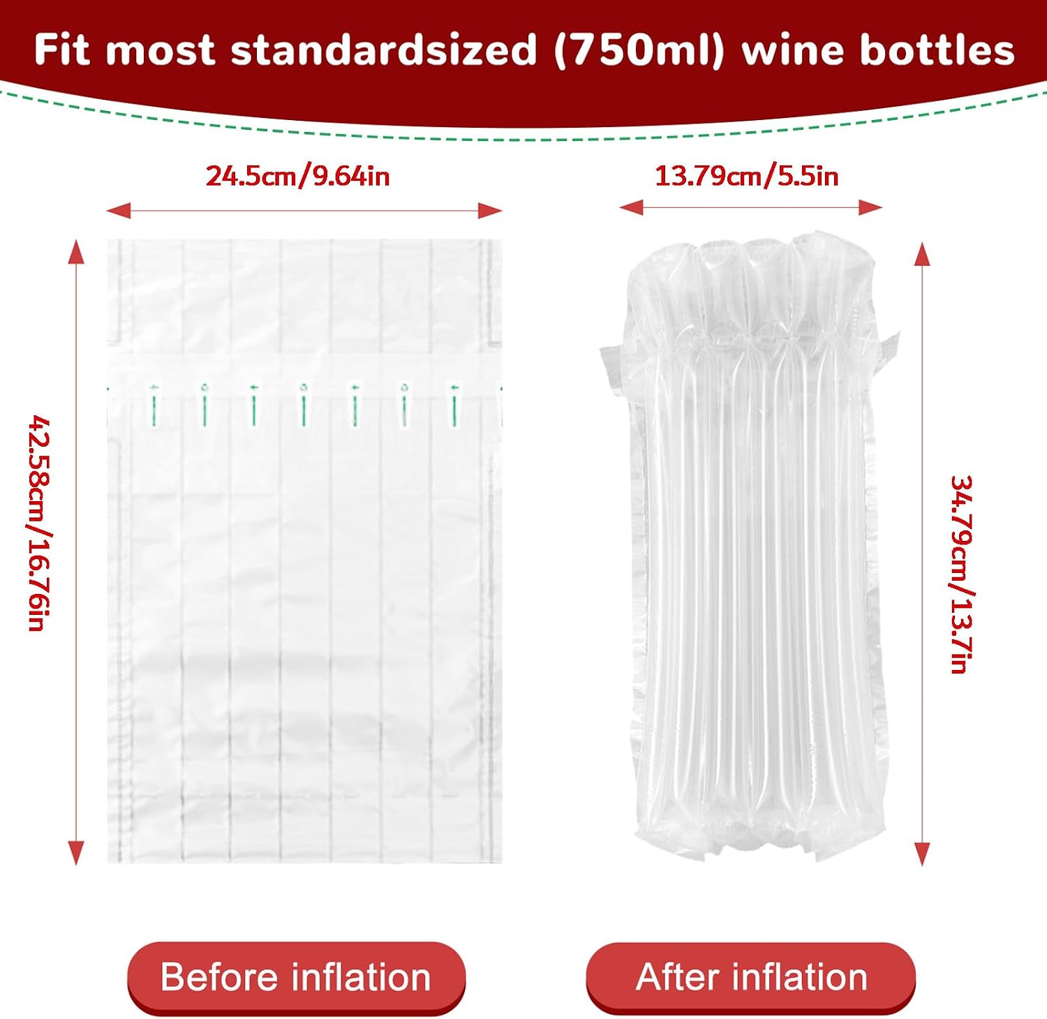 18 Pcs Wine Bottle Travel Protecto Bag, Inflatable Glass Bottle Cushion Bubble Wrap(Without Pump), Safety Shipping Wine/Drink