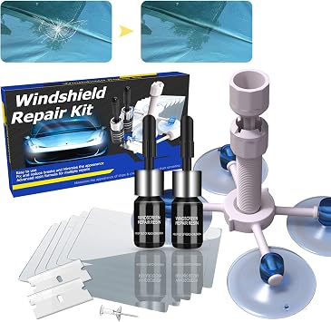 Brennenstuhl Windshield Repair Kit, 2 Pack Windshield Repair kit for Chips and Cracks, Quick Fix for Rock Chip Repair Kit Windshield, Slow Pressure Repair, All car Crack Types Window chip Repair kit