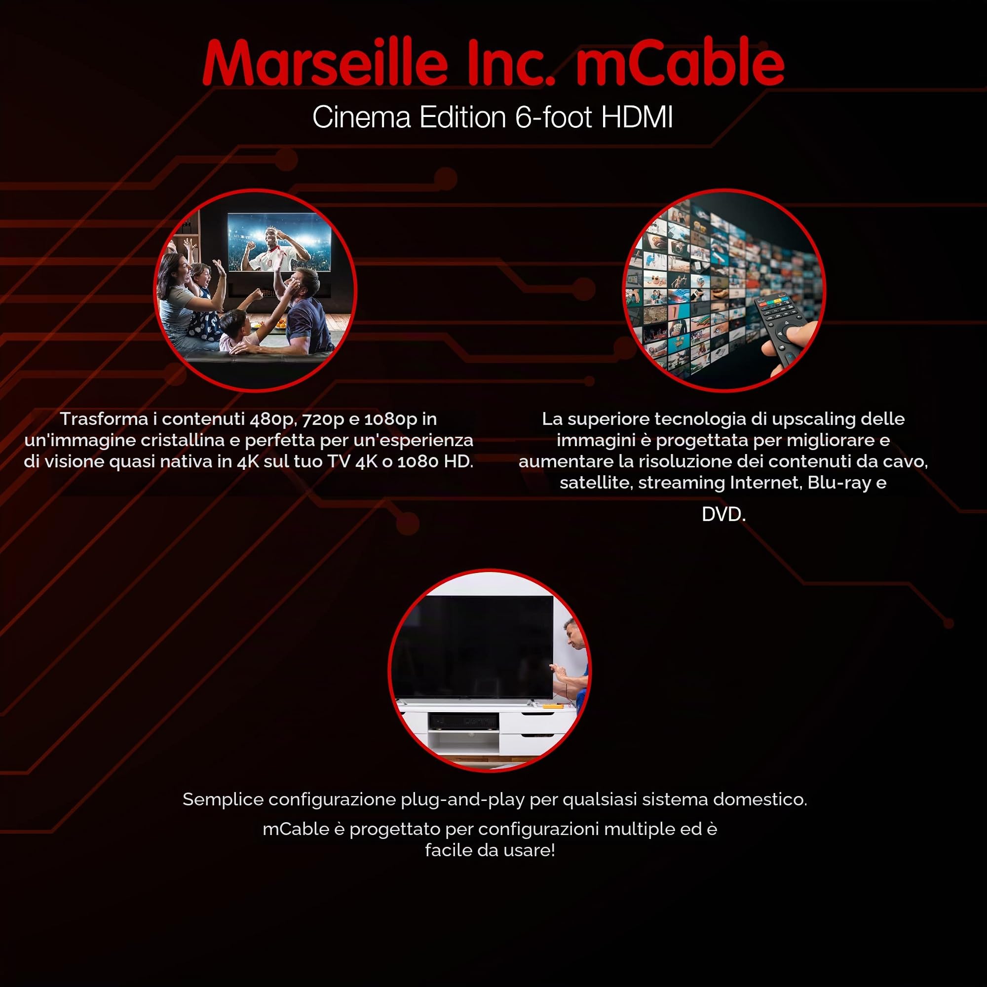 Marsiglia mn02612 mCable cavo HDMI 1.52m, nero