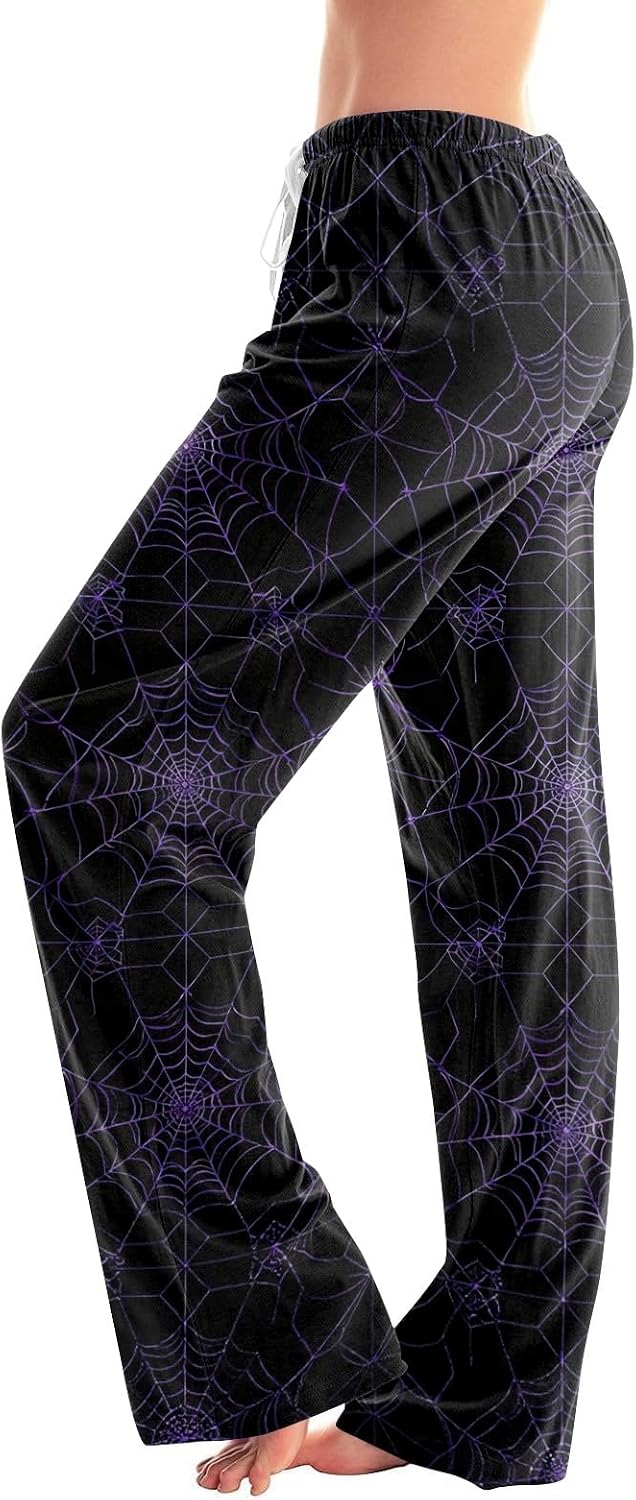 Halloween Pants for Women Cute Active Costumes Fall Pumpkin Pjs Baggy Holiday Party Sweatpants Spooky Bat Sweat Pant