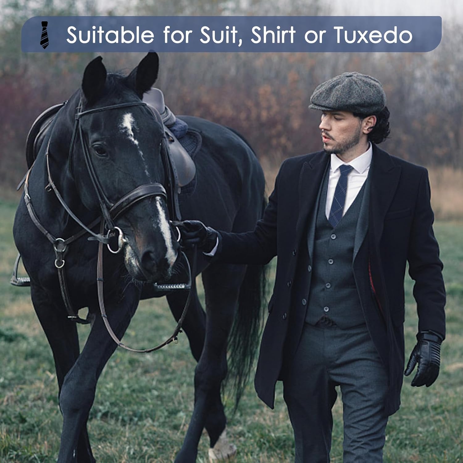 Mantieqingway 2.56'' Cotton Tie Business Mens Ties Plaid Striped Skinny Neckties for Office Meetings Formal Causal Party - Image 2