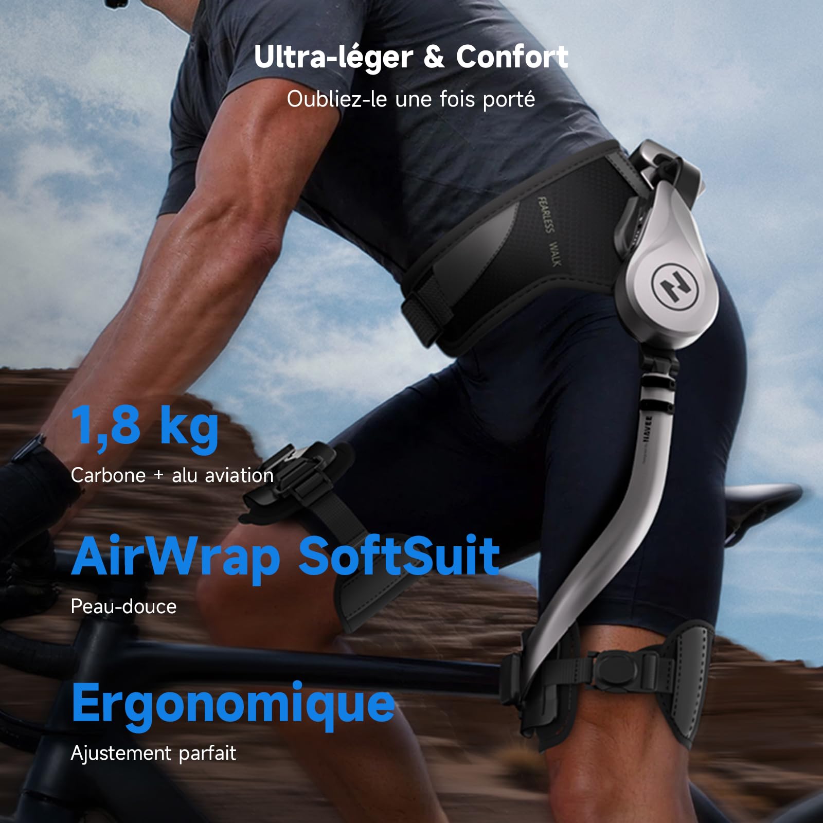 NAVEE EXO S Pro Exosquelette Électrique Marche AI, 960W Puissance Crête, 1,8 kg Ultra-Léger, 40,000 Pas d'autonomie, 10 Modes Intelligents, IP54, pour Randonnée, Montée d'Escaliers&Quotidien