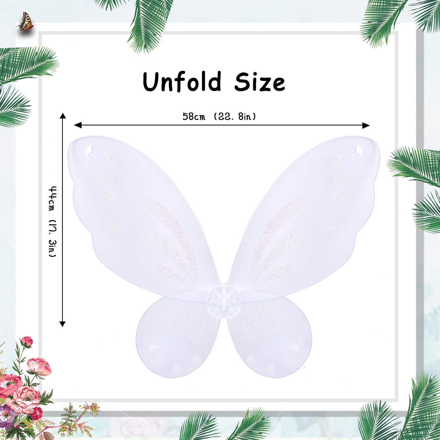 Nenjindz Fairy Girls Wings for Girl Women Butterfly Wings,Fairy Girls Wings Costumes for Party Easter Halloween Costumes (White) - Image 3