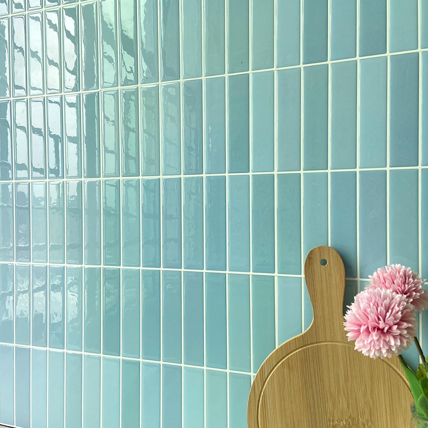 Alwayspon 10 Sheets 3D Peel and Stick PVC Backsplash Tiles, 10"x10" Self-Adhesive Wall Tile Stickers Stick on Subway Tiles for Kitchen Bathroom, Mint