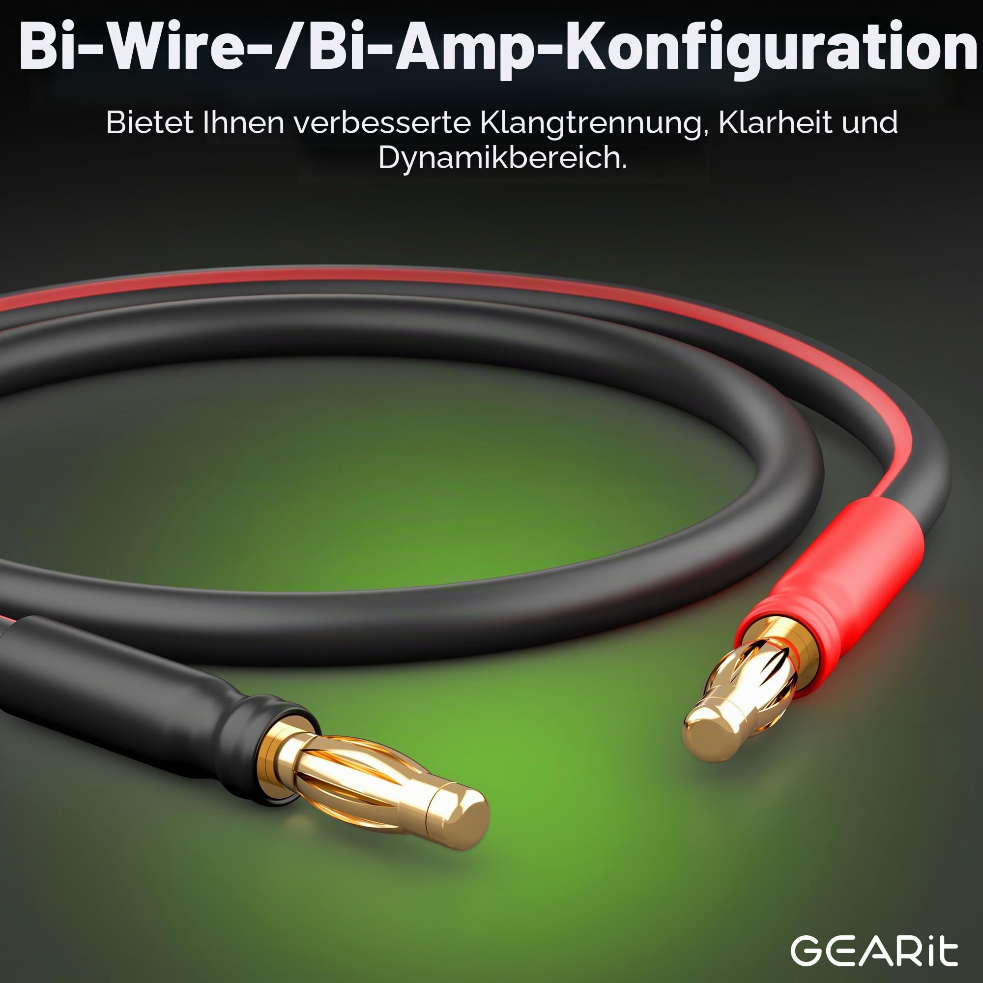 GEARit OFC Lautsprecher kabel 2 x 2,50 mm² 2 Meter Audio Kabel 14 AWG CL2 Speaker Cable HiFi Boxkabel 2 Adriges Kabel mit Vergoldeten Bananensteckern 2-Pack