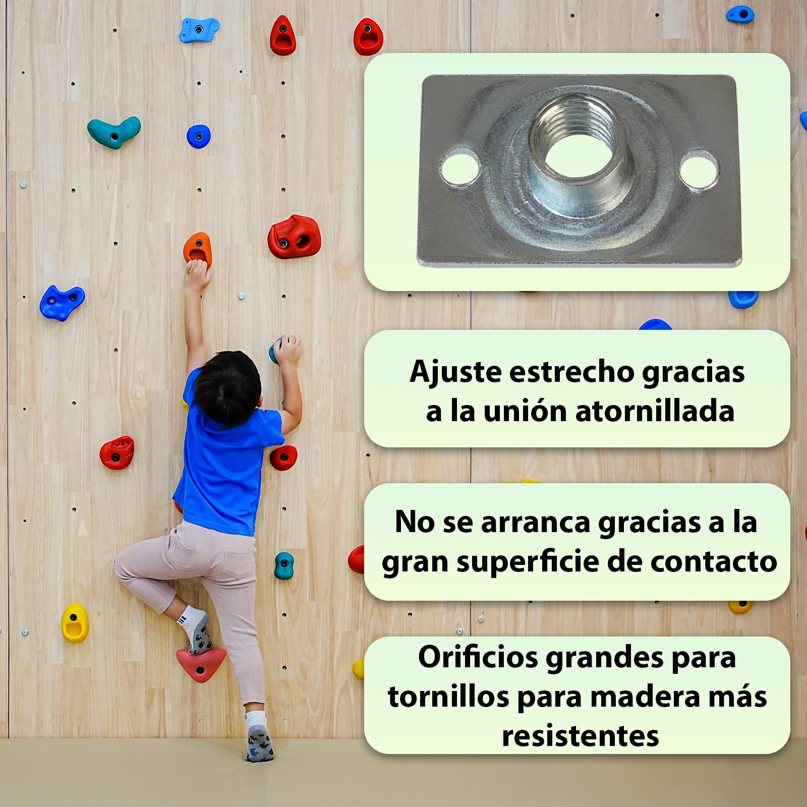 ALPIDEX 50 Tuercas en T M10 para Atornillar, Base Cuadrada Galvanizadas DIN EN 12572-2 para Rocódromo, Presas y Muebles
