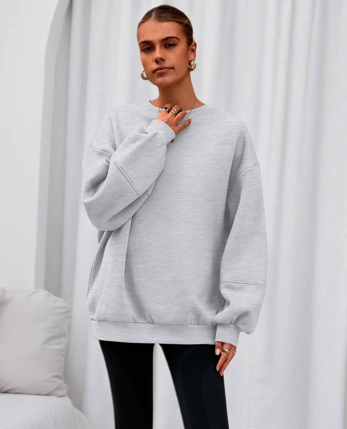 PRETTYGARDEN Oversized Sweatshirt for Women Fall Long Sleeve Crewneck Fleece Loose Fit Casual Pullover Tops Fashion Clothing - Image 4