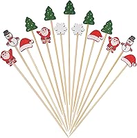 Vista 22 de Minisland Palillos de cóctel de manzana roja, palos de bambú de 5 pulgadas de largo, palillos de dientes elegantes para aperitivos, brochetas