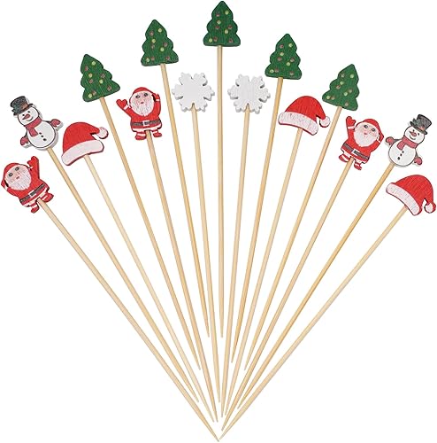 Miniatura 22 de Minisland Palillos de cóctel de manzana roja, palos de bambú de 5 pulgadas de largo, palillos de dientes elegantes para aperitivos, brochetas