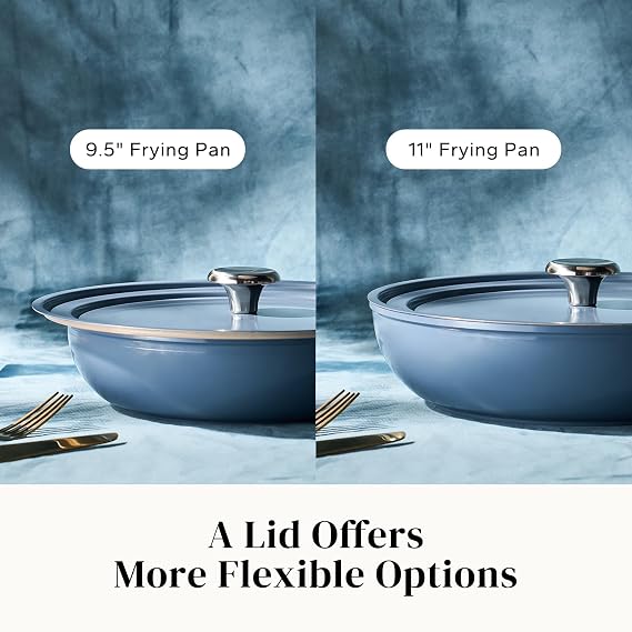 Redchef Ceramic Frying Pans, 4-Piece Non Stick Frying Pans 8 9.5 11, Nonstick Deep Saute Pan for All Stovetops 5.2Qt, 12, Fast Even Heating, Oven Safe