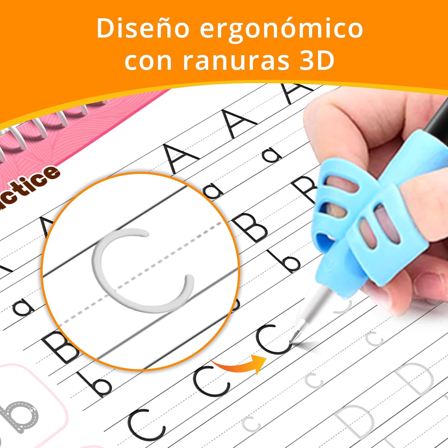 Large Magic Grooved Writing Practice for Kids 3-5 – Spanish Edition | Grooved Writing Books Ages 6-8, Handwriting Practice for Kids 5-7, Preschool Tracing Workbook for Boys & Girls