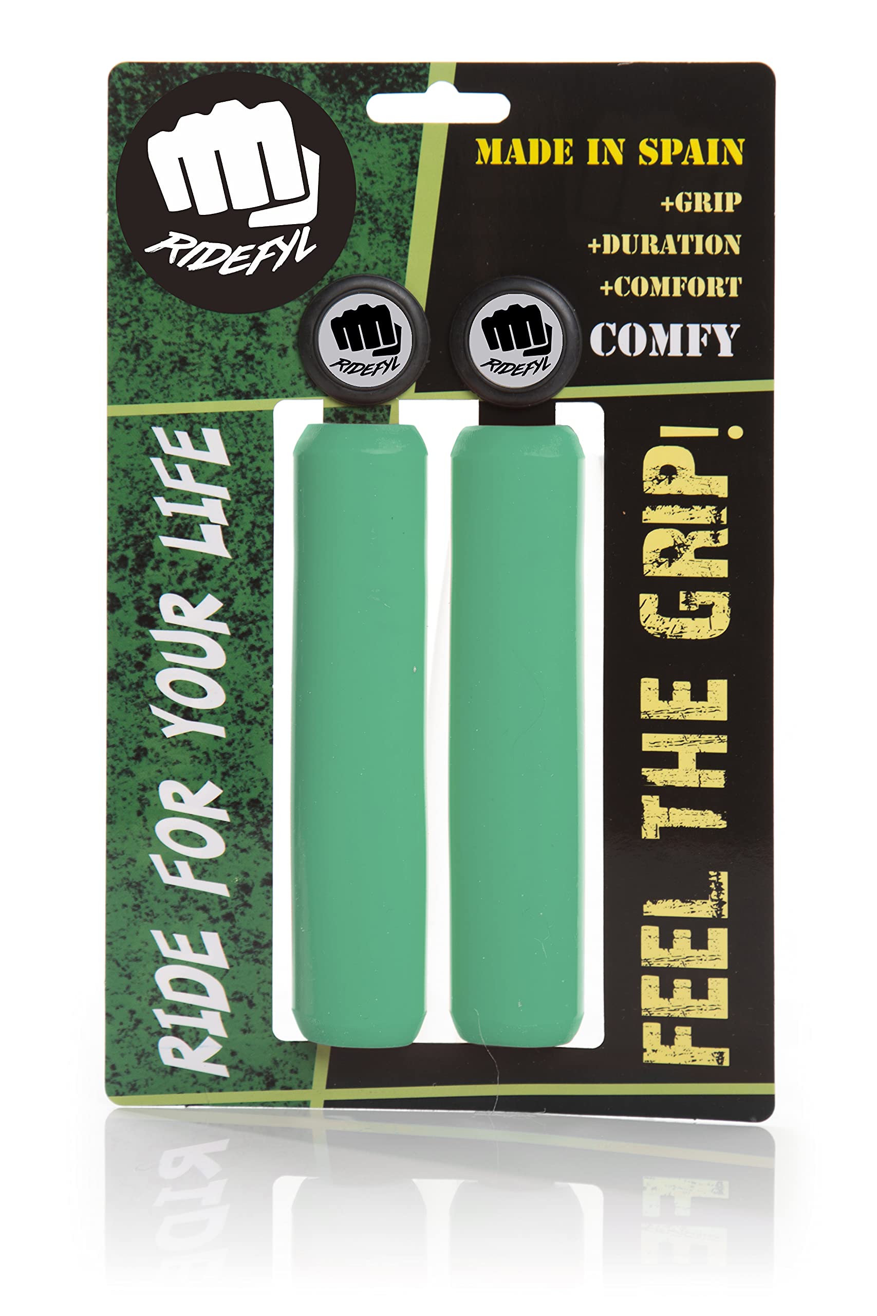 Ridefyl | Puños de Bicicleta Comfy | Accesorios Bicicleta | Ciclismo | Deporte | Adultos | Unisex | Color Menta | Talla Única | Fabricado en España