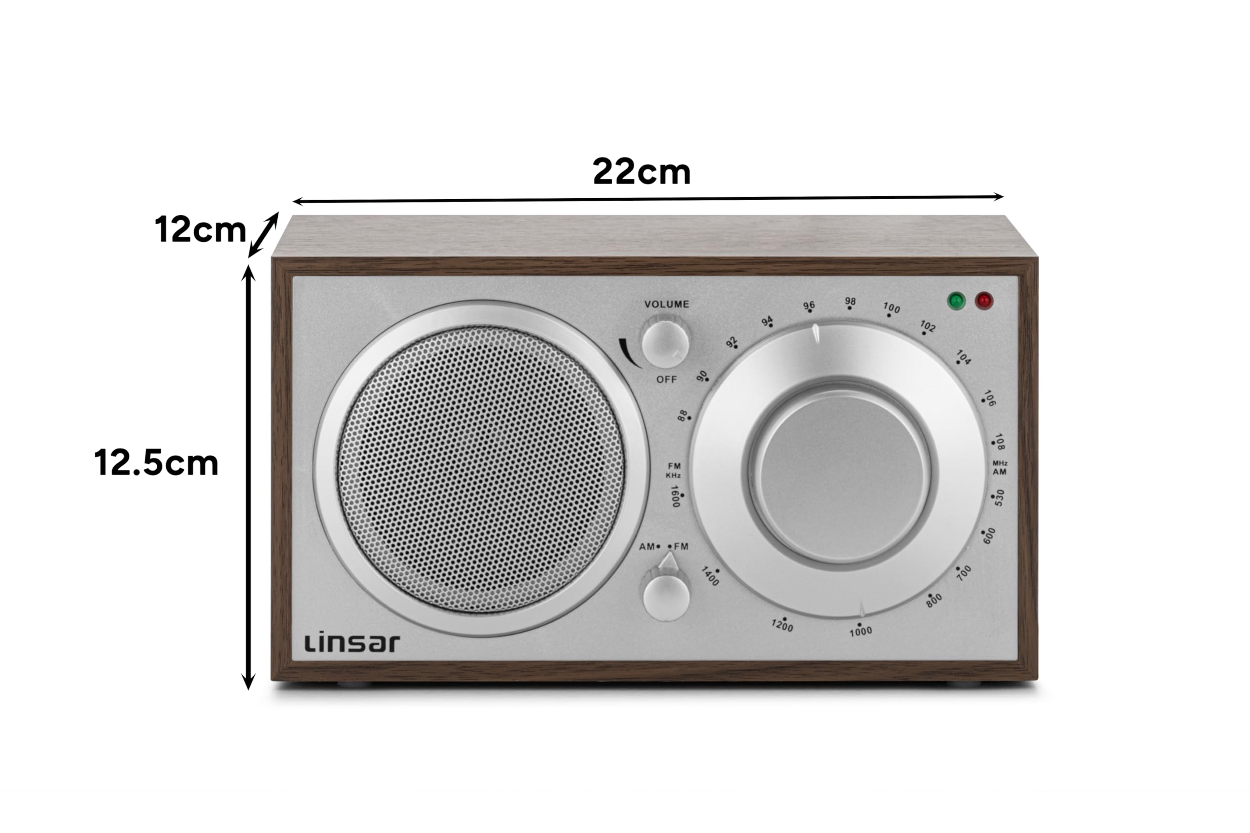 Linsar Radio in zeitlosem Holz-Design, Analoge Einstellung AM/FM, Eingebauter Mono-Lautsprecher, AUX-IN-Funktion, Kopfhörer-Funktion, Hochwertige Steuerknöpfe, Küchenfunk (braun)