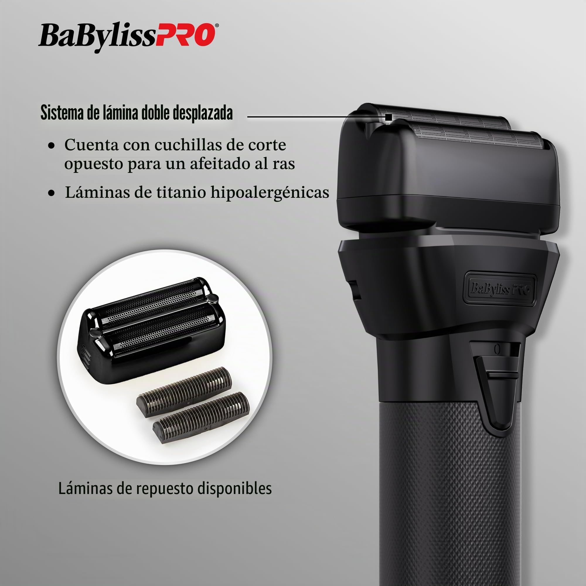 BaBylissPRO FXONE BLACKFX - Maquinilla de afeitar de doble lámina metálica