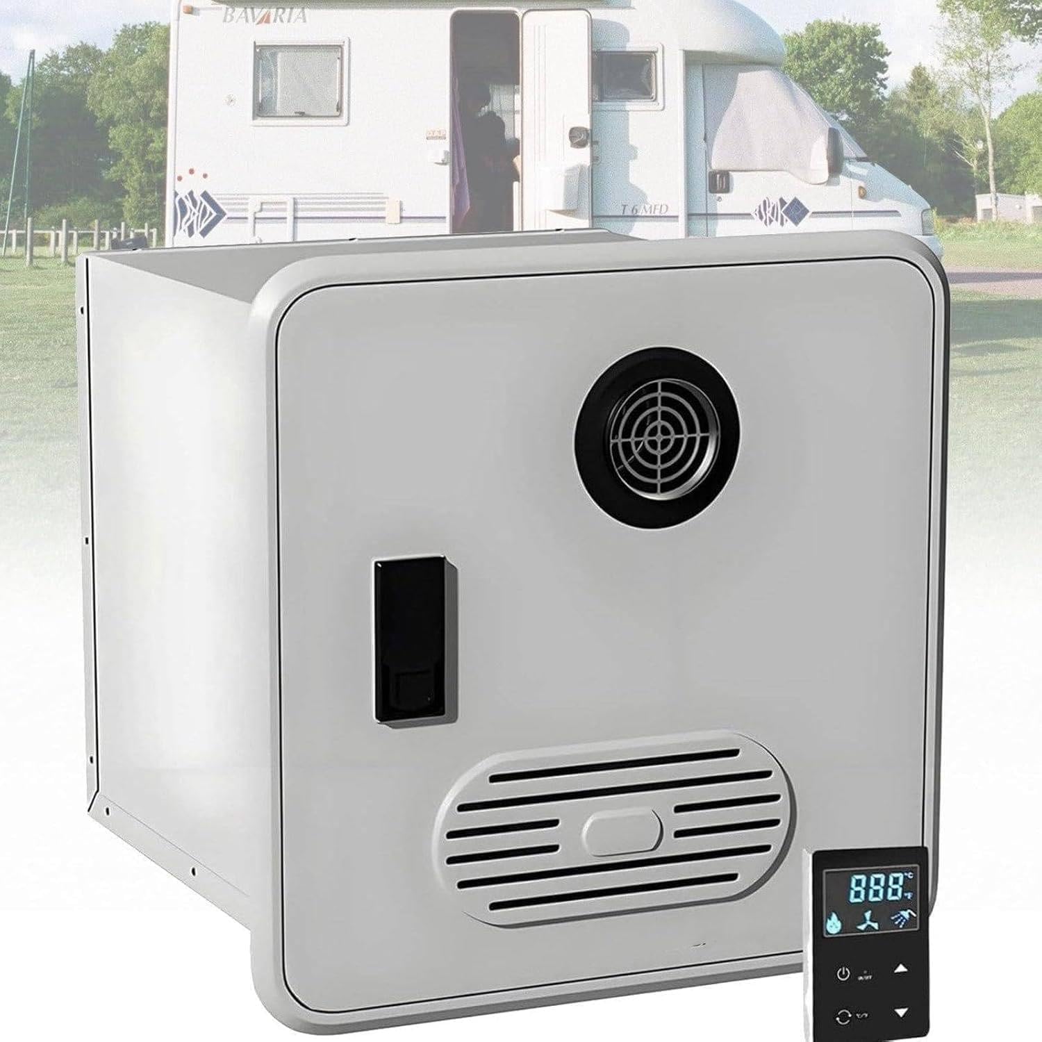 Electric RV Tankless Water Heater, Instant Hot Water Heater with Digital Display, 13x13 Inch Camper Water Heater Propanes, 55,000 BTU for RV Camping White