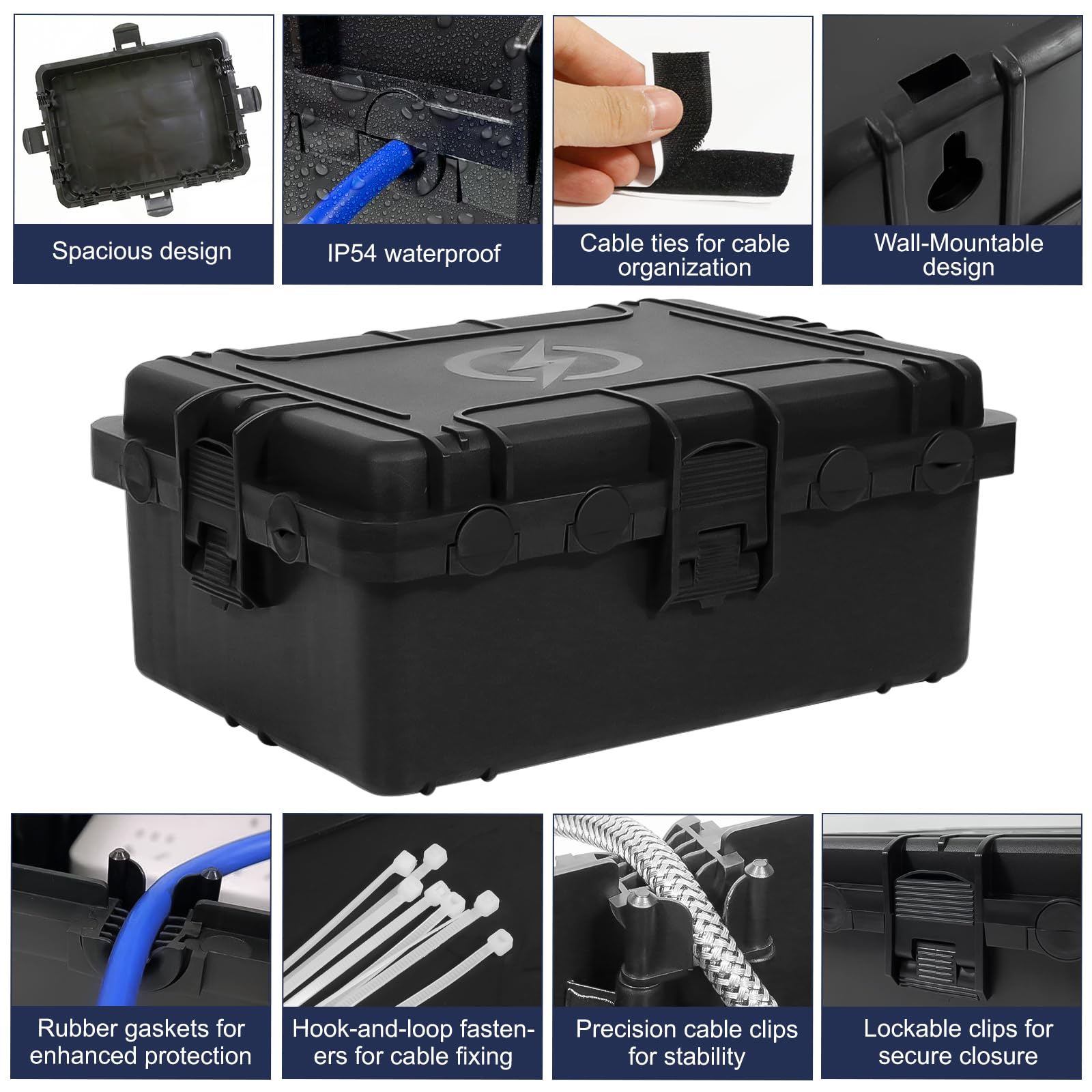 Large Outdoor Electrical Box IP54 Waterproof Black (12x9x5) — Amazon image 6