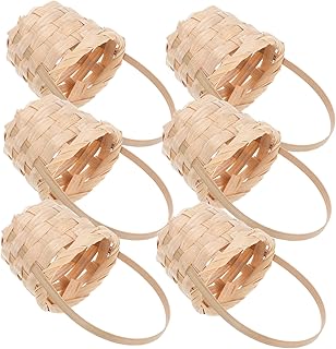 Cabilock 6個ミニ手提げ竹籠 ラタン風編込み 小物入れ 結婚式パーティー用ウェディングバスケット 飾りやプレゼント収納に 子供向けテーブル装飾やドールハウスアクセサリーにも
