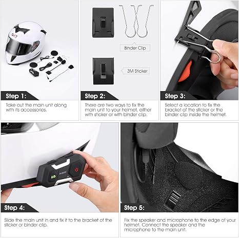 SUAOKI Interfono Moto Bluetooth, Interfono Impermeabile per Casco,  Compatipile con Cellulare o Altri Interfoni, Comunicazione da 1200m tra 3  Motociclisti, Include 2 Cuffie 4 Microfoni : Amazon.it: Elettronica