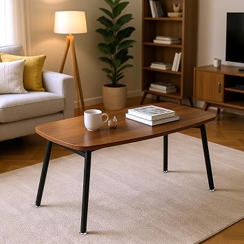 Coffee Table 80 * 45 * 40cm Rustic Folding Tables Portable Mid-Century Modern Wood Foldable Coffee Table for Small Spaces Easy to Install