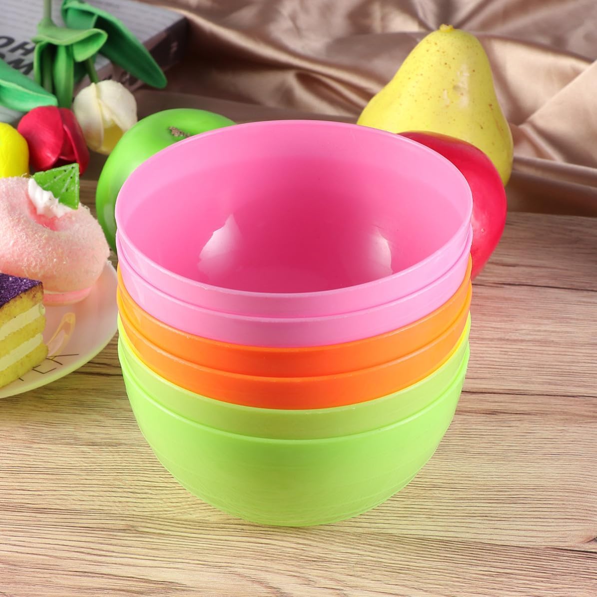 6pcs Reusable Plastic Snack Bowl round Party Serving Dish