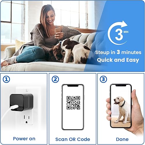 Miniatura 6 de Cámara de 1080P con cargador USB WiFi, cámara de niñera con visión nocturna y detección de movimiento, cámara de seguridad inalámbrica para