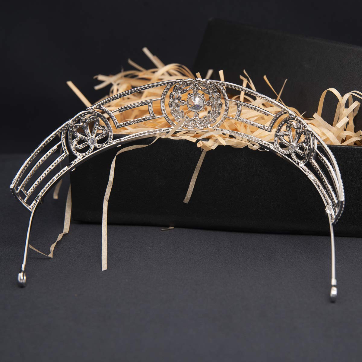 The Meander Replica Tiara for Wedding,Zirconia CZ Princess Headpieces for Bride,Prom Hair Jewelry CH10386
