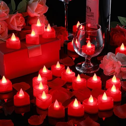 Miniatura 8 de Coume 6000 piezas de pétalos de rosa artificiales con 72 velas LED de té, velas románticas y dulces para decoración de día de pétalo de rosa, vela
